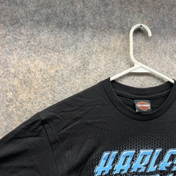 Harley Davidson Shirt Men Medium Black Blue Biker Tee Motorcycle Crewneck 2018 - Picture 11 of 13